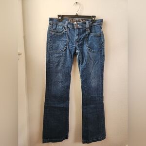 Vintage Y2K Ezra‎ Fitch Abercrombie Jeans Boot Cut Low Rise Blue Denim Size 30